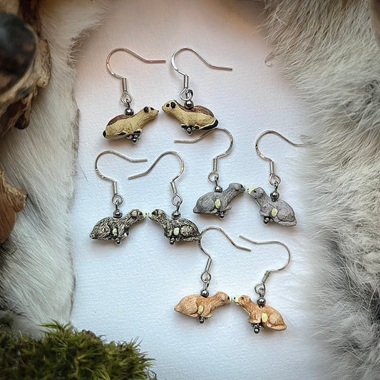 Earrings with ferrets - handmade ceramic pendants from Peru