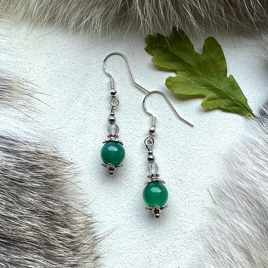 Earrings with aventurine and silver