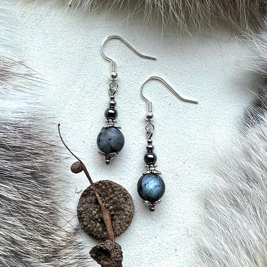 Earrings with labradorite and silver