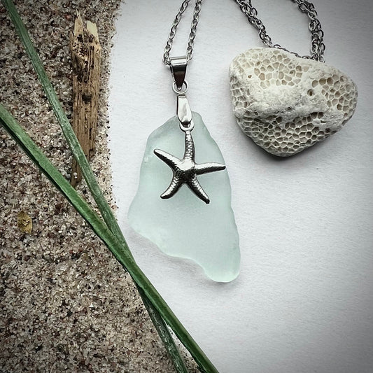 Necklace made of Swedish beach glass