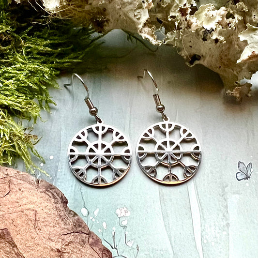 Örhängen med Aegishjalmur i rostfritt stål