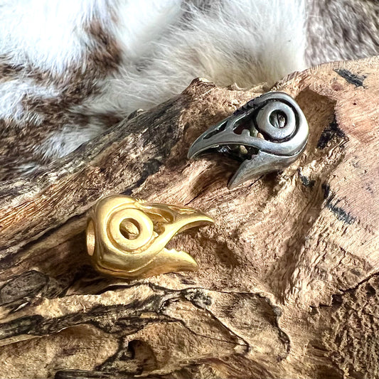 Beard jewelry with raven head in stainless steel