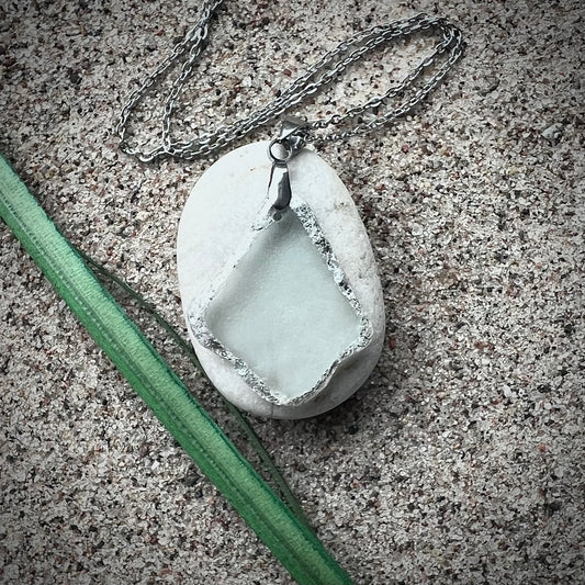 Necklace made of Swedish beach glass and genuine silver