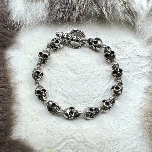 Bracelet - Skull link in steel