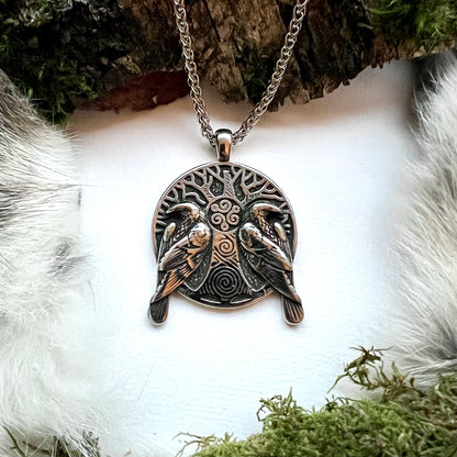 Necklace with Yggdrasil and ravens