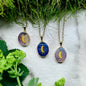 Necklace with brass plated purple agate - Moon and stars