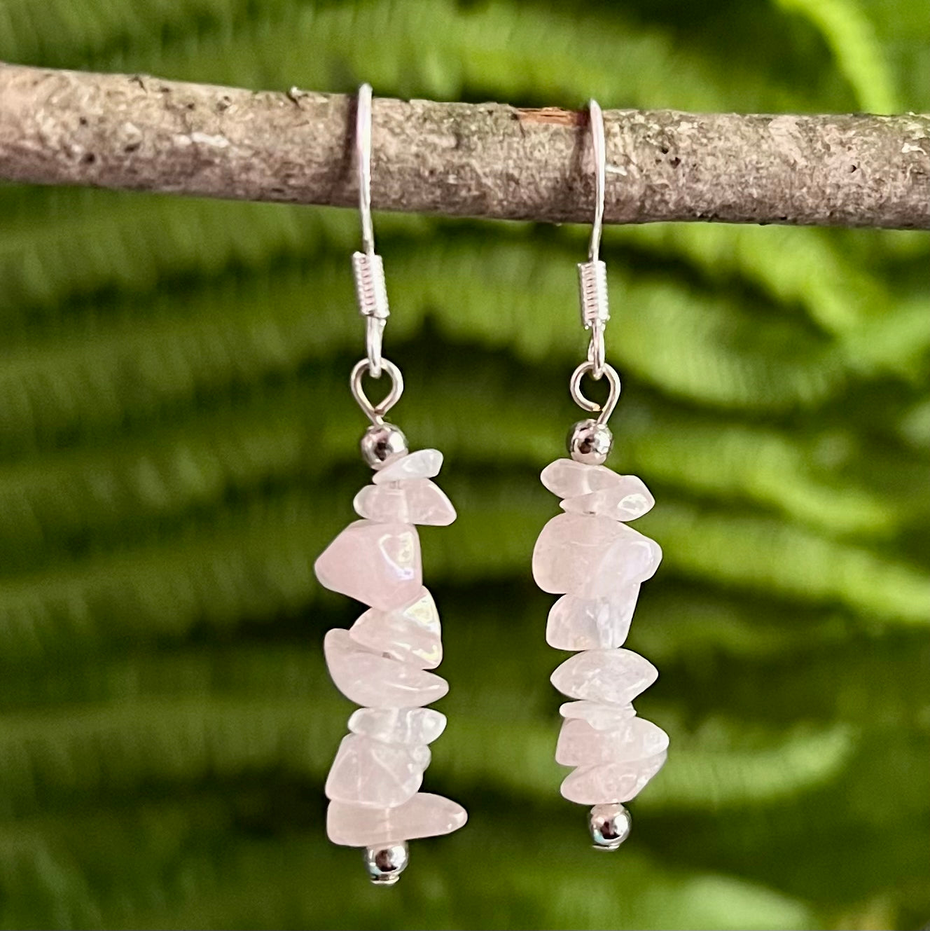 Earrings - Birch earrings made of rose quartz