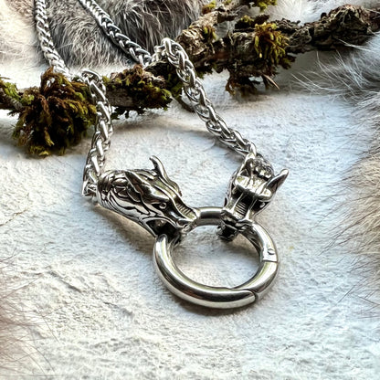 Necklace with the dragon Nidhögg and openable ring