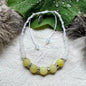 Bracelet with frosted yellow jade and faceted white jade