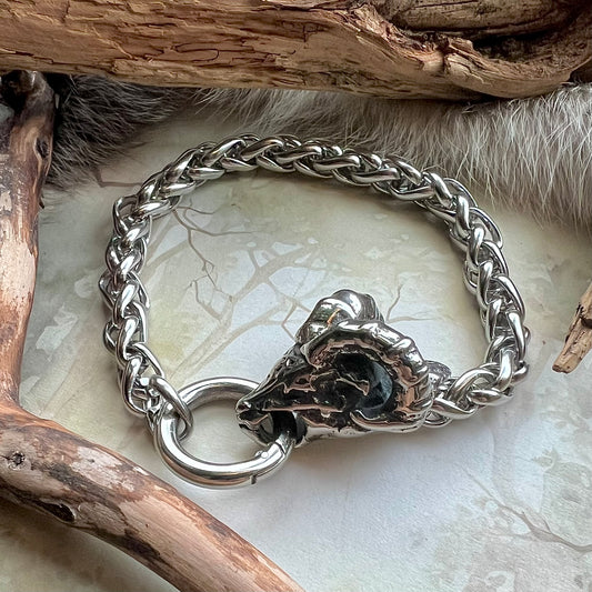 Vikingasmycke armkedja med bockhuvud i rostfritt stål