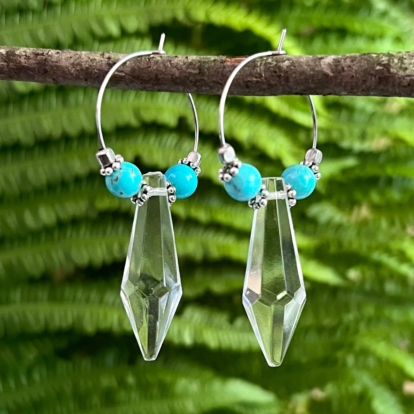 Earrings with turquoise and crystal prisms