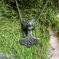 Vikingasmycke halsband med torshammare och varghuvud