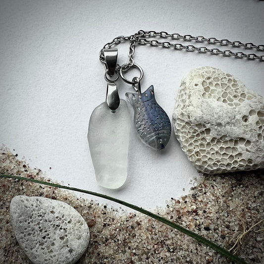 Necklace made of Swedish beach glass