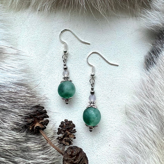 Earrings with cloud jade and silver