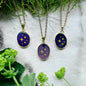 Necklace with brass-plated, purple agate - Starry sky