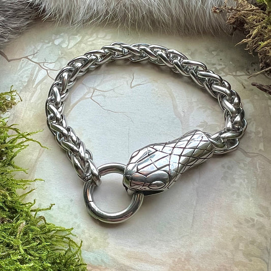 Vikingasmycke armkedja av rostfritt stål med Midgårdsormen