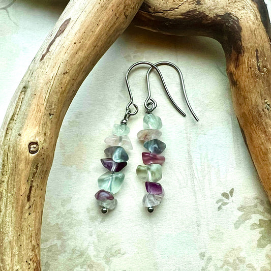 Örhängen - Björkhängen av fluorit