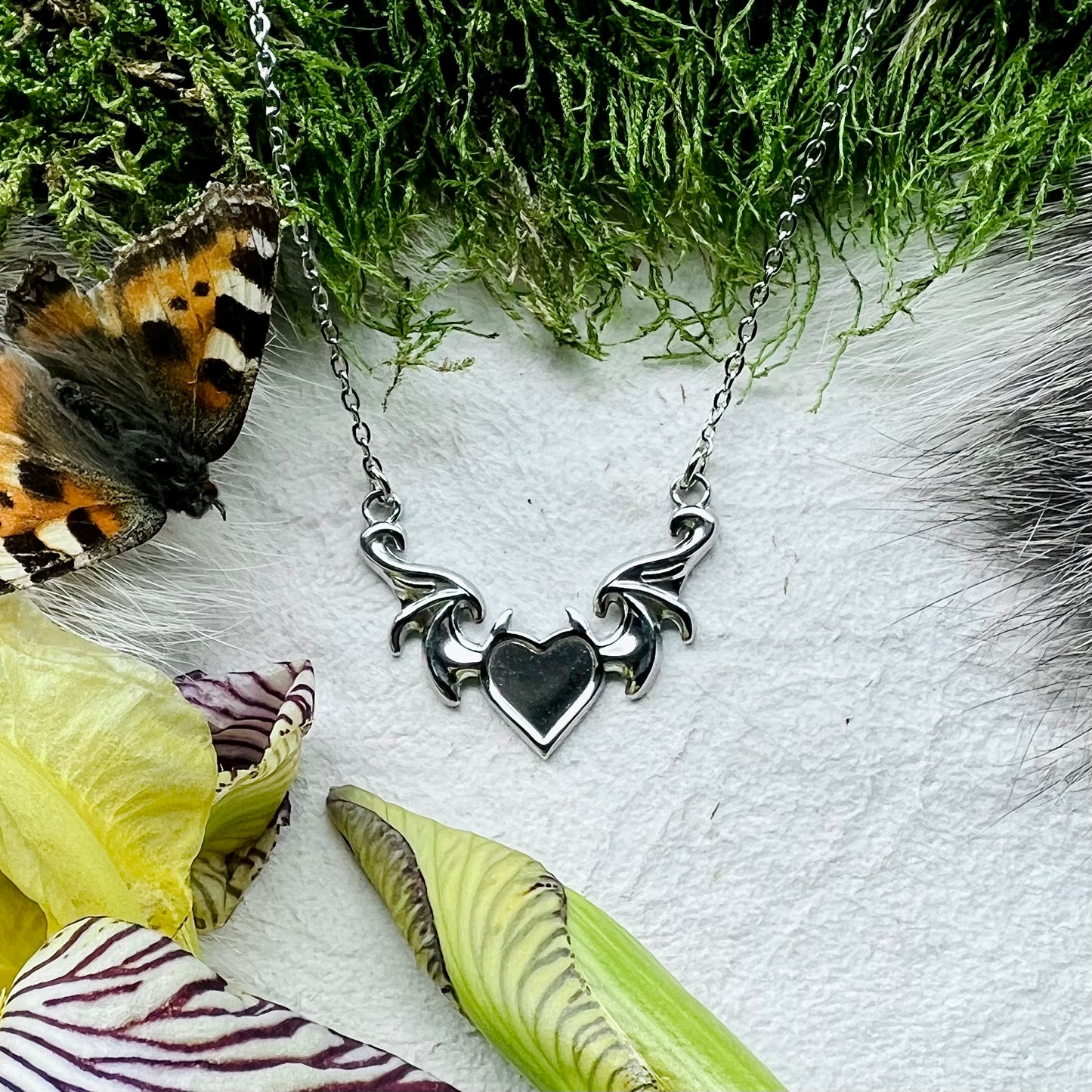 Necklace - Heart with wings and devil horns