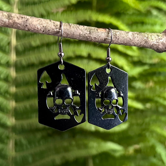 Ace of spades and skull earrings