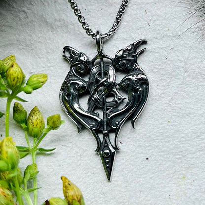 Necklace - Hugin and Munin with Odin's spear Gugnir