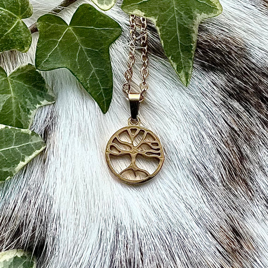 Necklace with Yggdrasil / Tree of Life in gold-colored, stainless steel