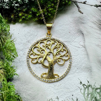 Necklace - Yggdrasil/Tree of Life in gold colored steel