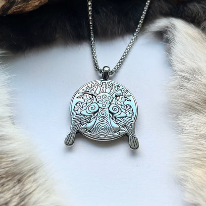 Necklace with Yggdrasil and ravens