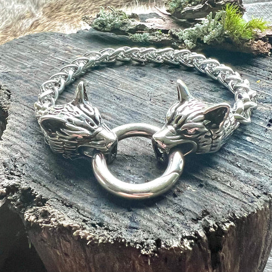 Stainless steel bracelet with Odin's wolves Gere and Freke