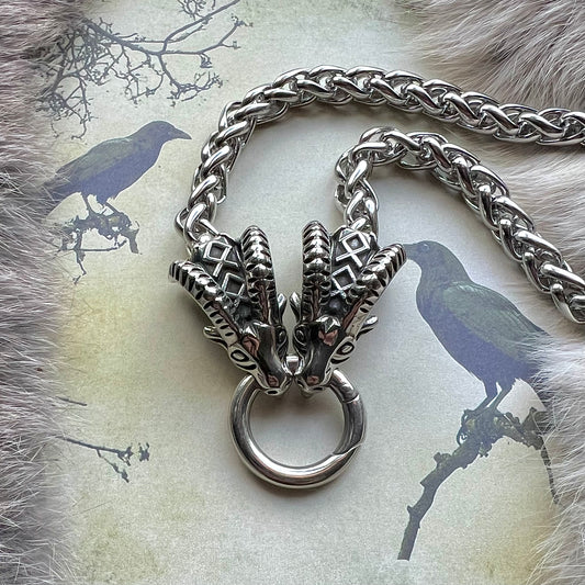 Vikingasmycke halskedja med Tors bockar och öppningsbar ring