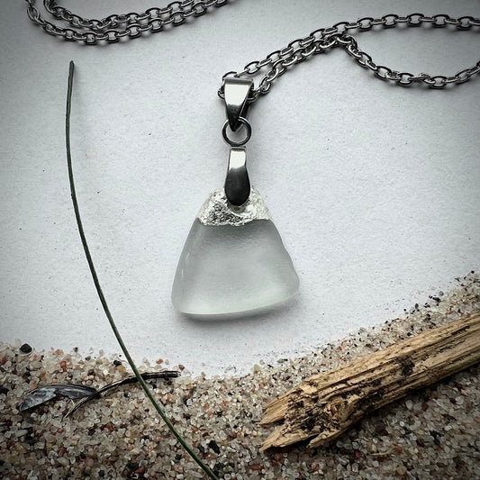 Necklace made of Swedish beach glass and genuine silver