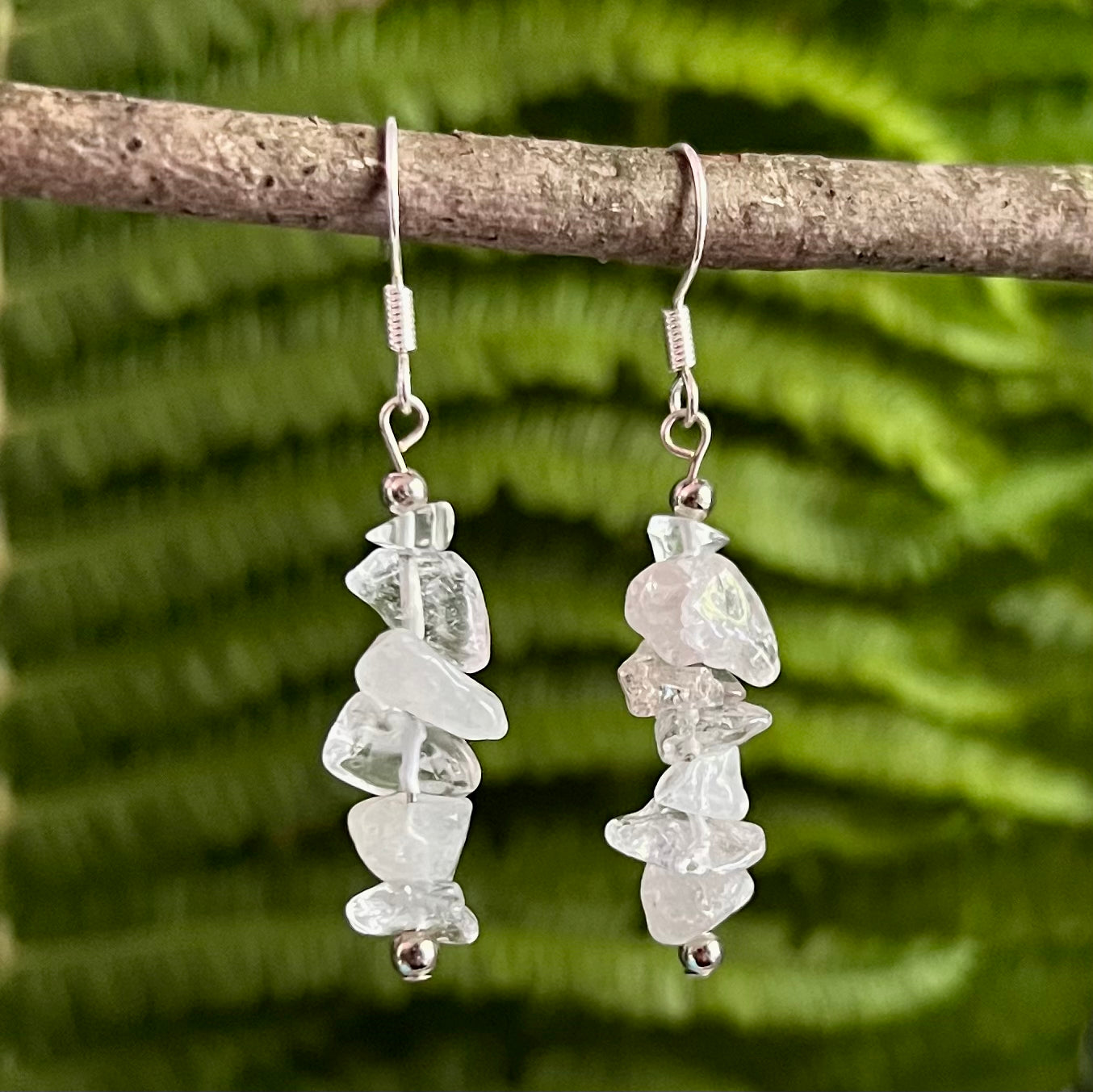 Earrings - Birch pendants made of rock crystal