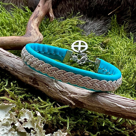 Tenntrådsarmband med fyrfläta, turkos