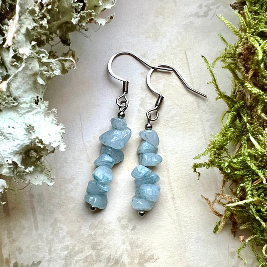 Örhängen - Björkhängen med akvamarin