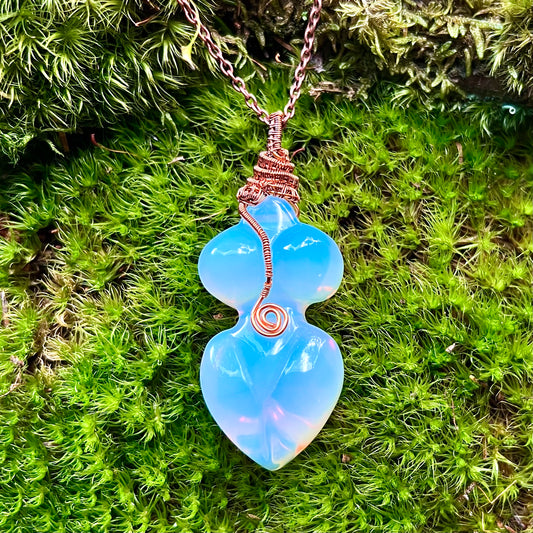 Opalite and copper wire goddess necklace