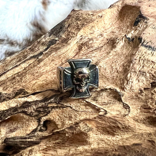 Beard jewelry with skull and Maltese cross