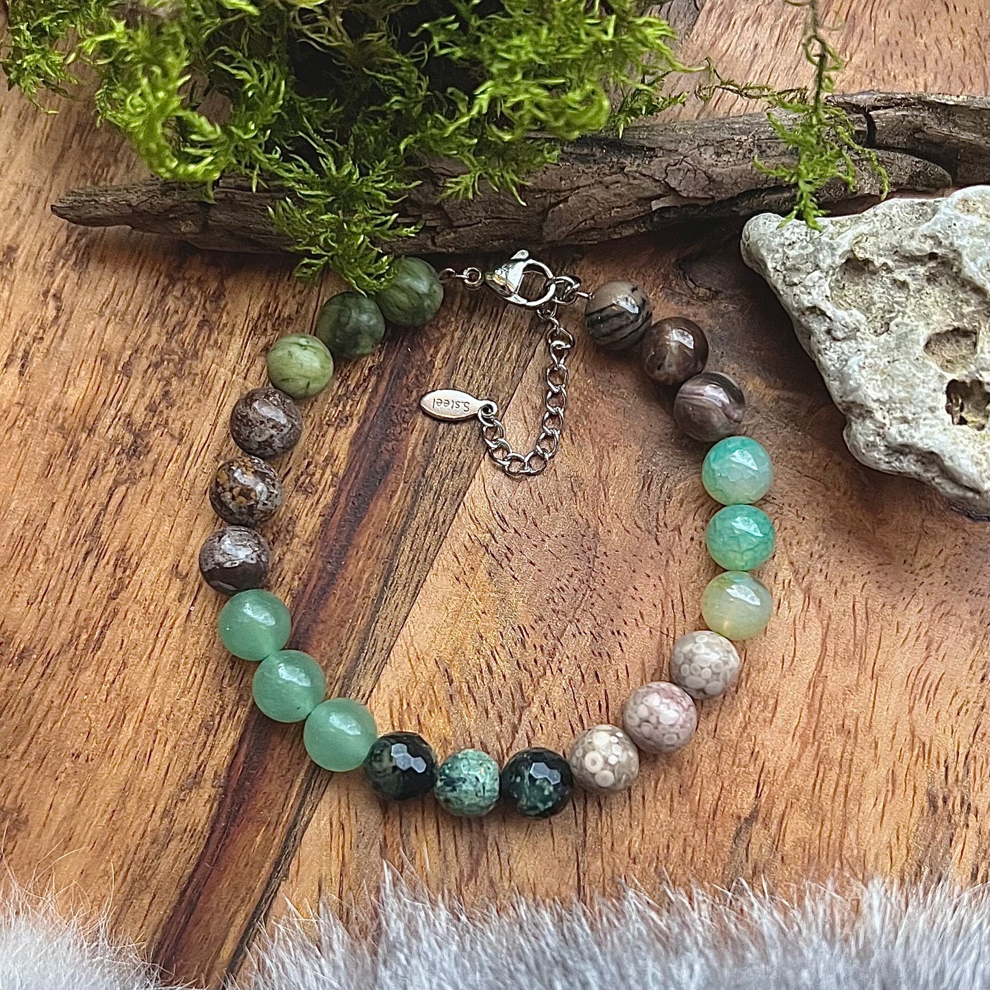 Bracelet with crystal - "Primitive power of the forest"