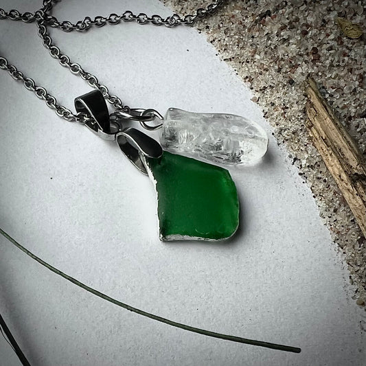 Necklace made of Swedish beach glass and genuine silver