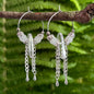 Earrings - Rings with rock crystal and white jade