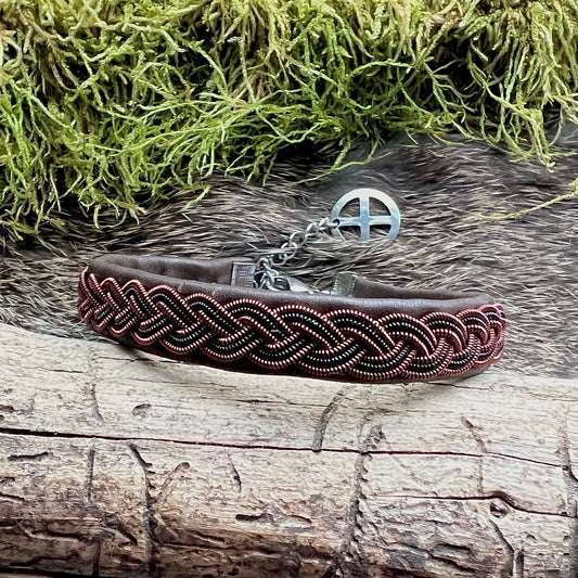 Tenntrådsarmband med svart och bronsfärgad fläta