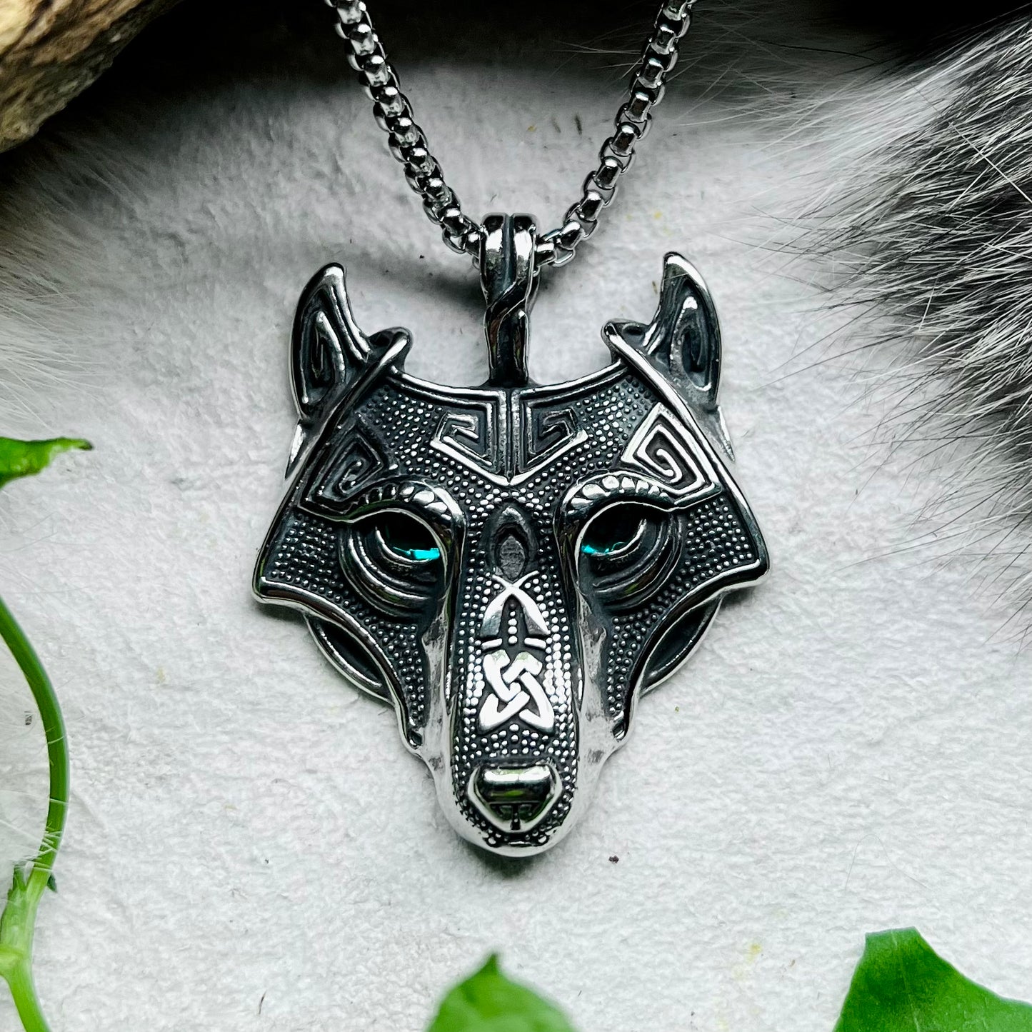 Necklace with Fenrir wolf in stainless steel