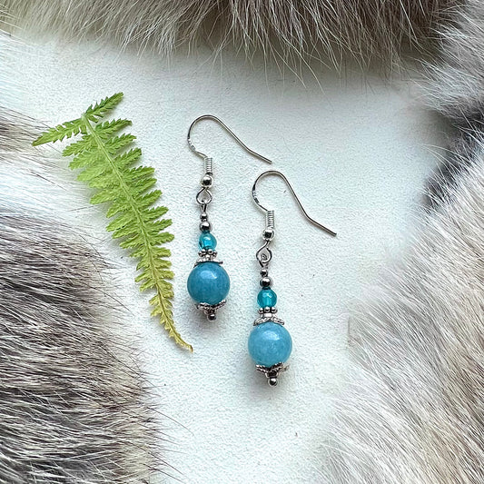 Earrings with aquamarine and silver