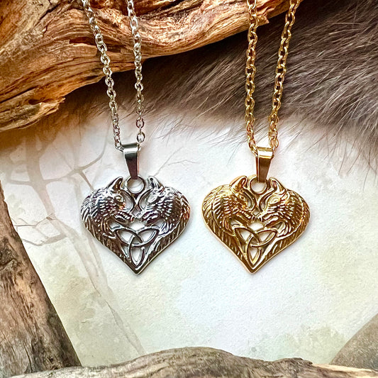 Vikingasmycke halsband med Odens vargar och Triquetra