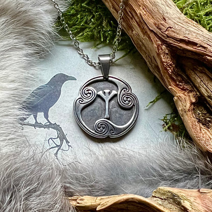 Halsband med runan AlgiR i rostfritt stål