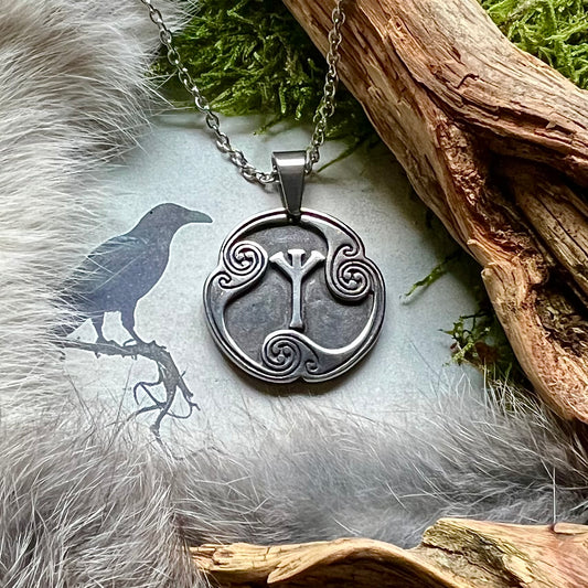 Halsband med runan AlgiR i rostfritt stål