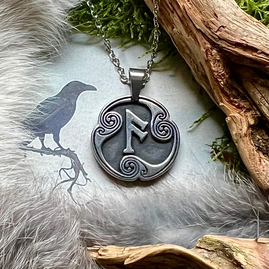 Halsband med runan Ansur i rostfritt stål