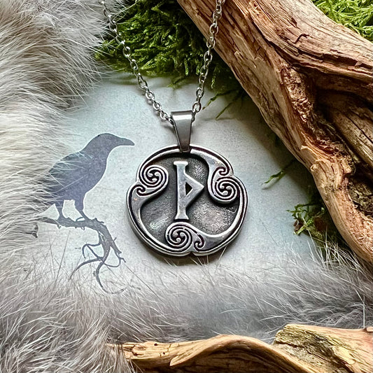 Halsband med runan ThurisaR i rostfritt stål